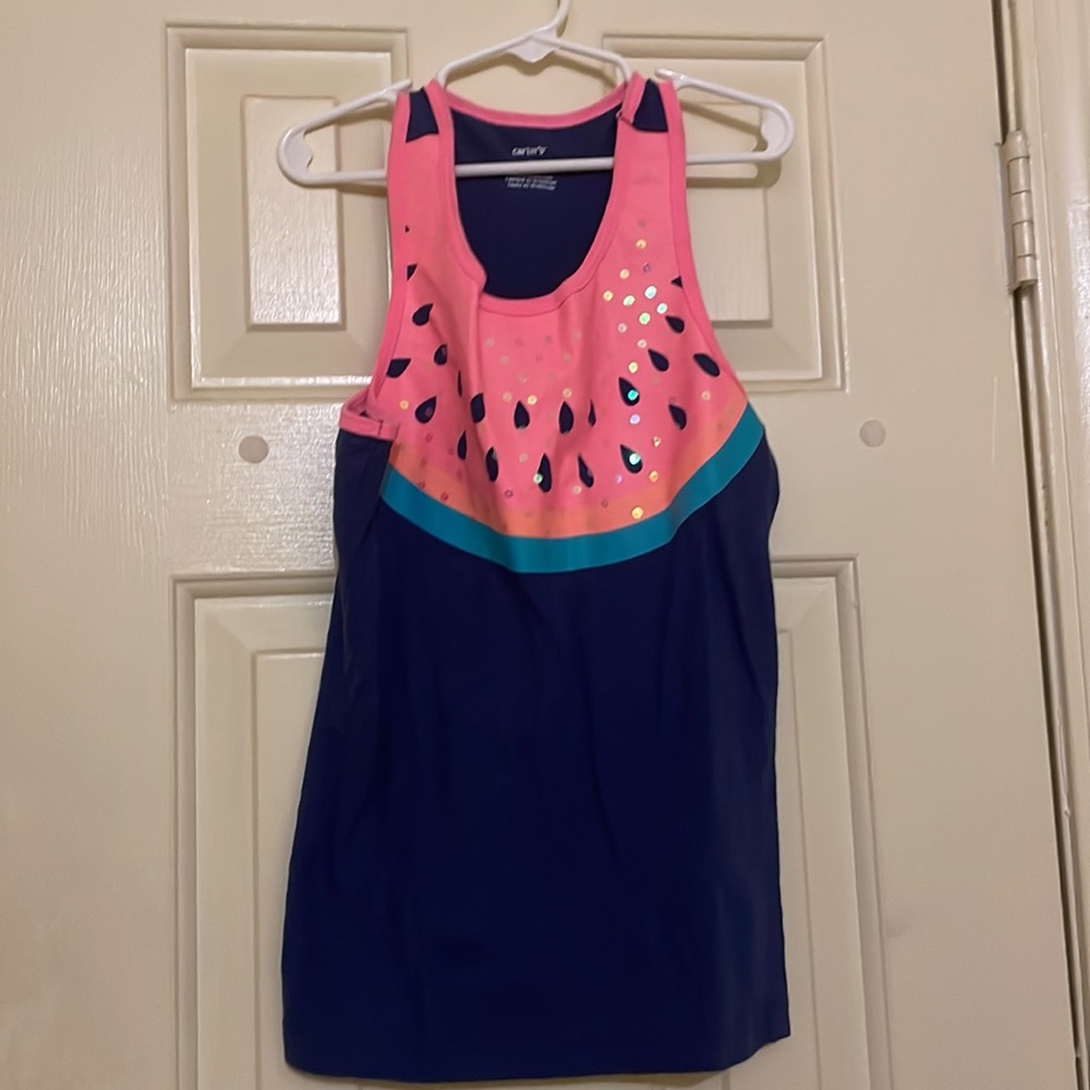 Carters bundle QTY 2 watermelon sequined tanks one white and one blue ๐ ๐๐ - Picture 2 of 4